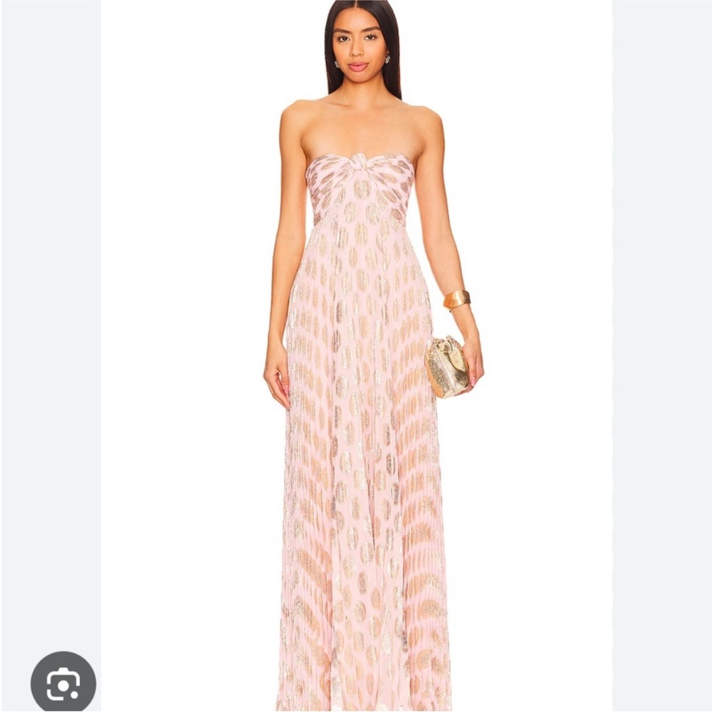 Elegant Strapless Pink and Gold Evening Gown